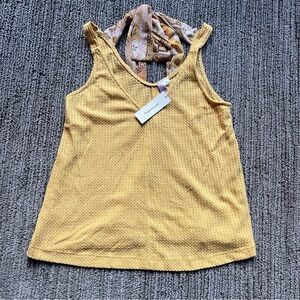NEW Francesca’s Marigold Yellow Sleeveless Tanktop Floral Tie Shift Medium $34
